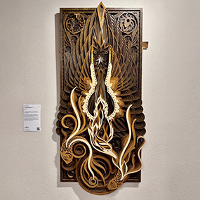 Laser cut wooden decorative part with detailed custom pattern