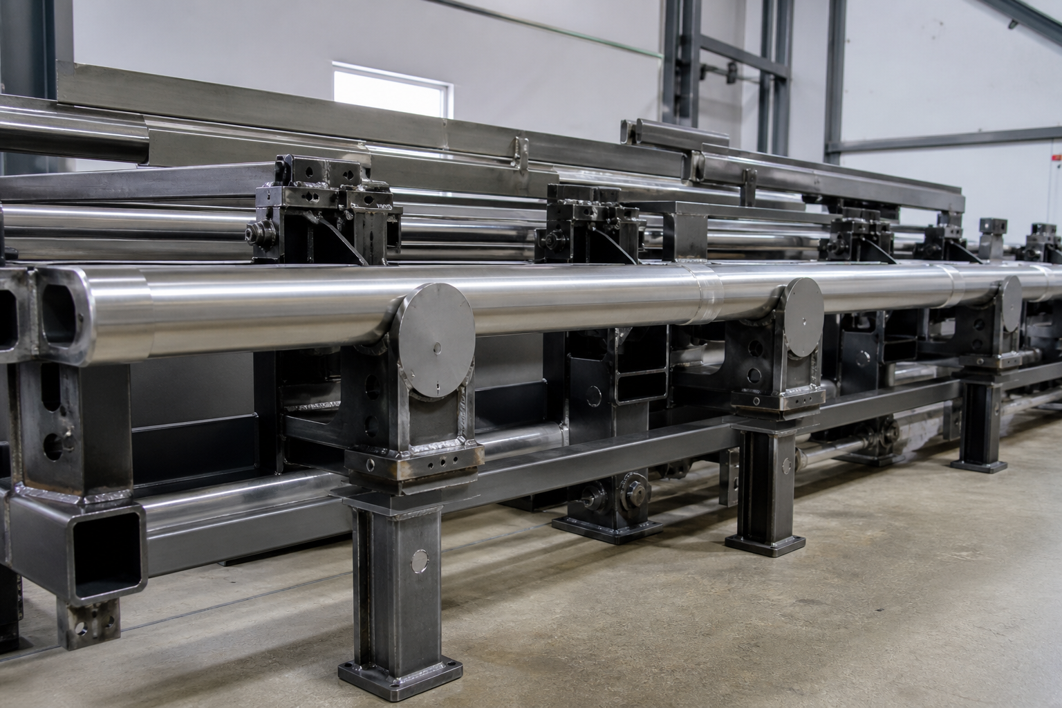 Illustrative large industrial assembly fabricated from precision-cut metal tube components